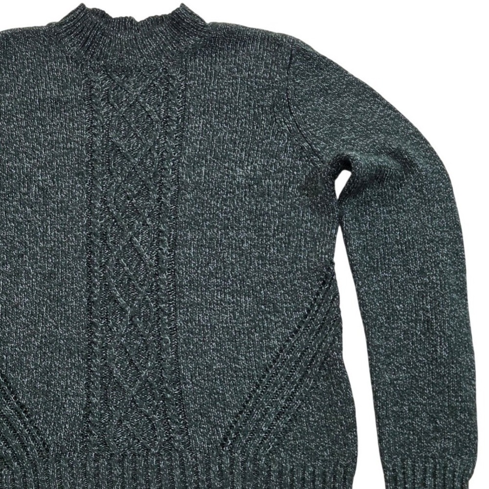 Chico's Design Women's‎ Small Green Cable Knit Mock Neck Pullover Sweater